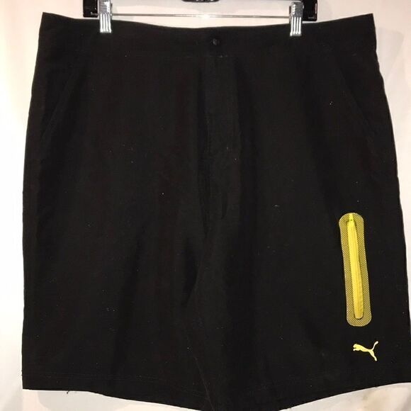 Men’s Puma shorts size XL black and yellow - Picture 1 of 7